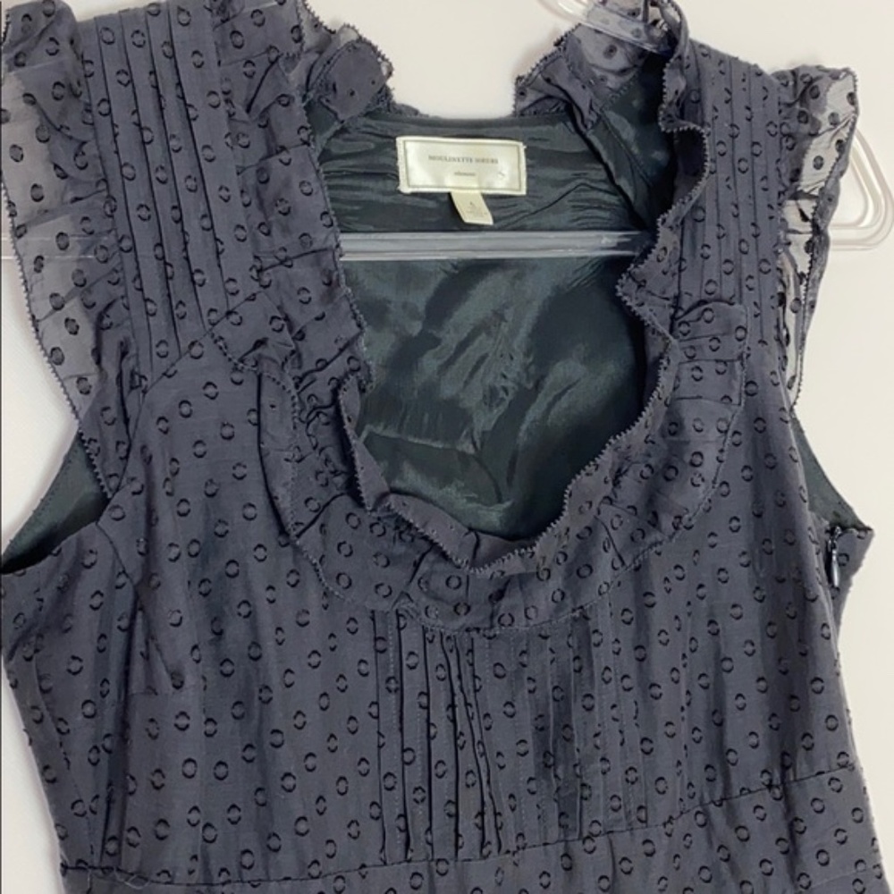 Anthropologie Moulinette Soeurs navy Swiss dot ruffle dress